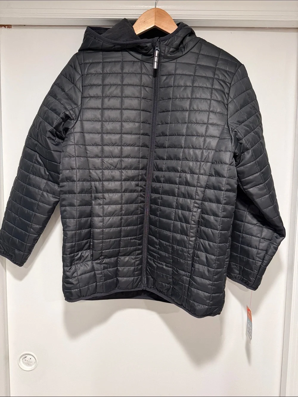 Black Quilted fleece lined Hooded Kids XXL Jacket